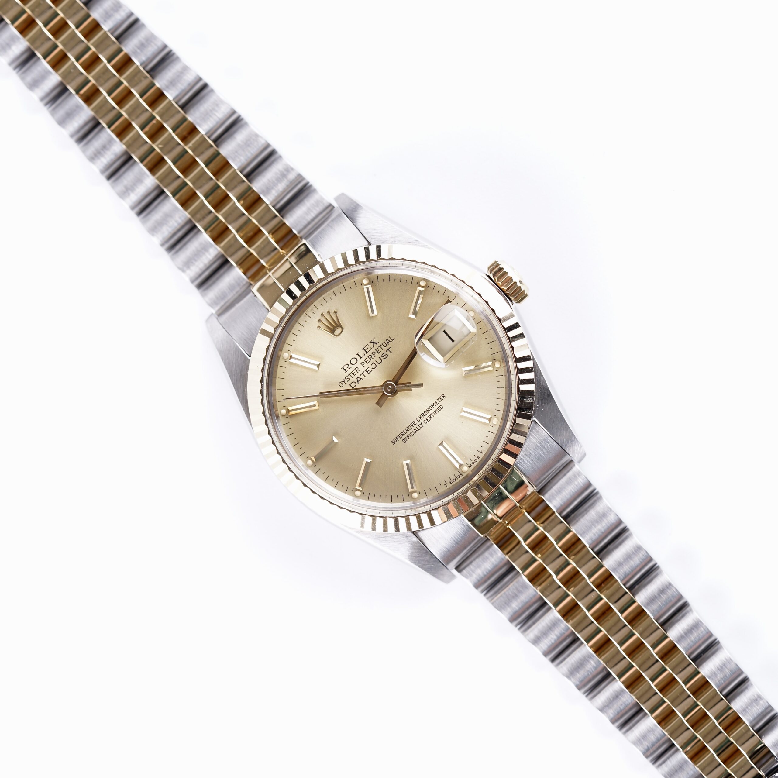 Is een vintage Rolex horloge een goede investering? 9 Rolex Oyster Perpetual Datejust Champagne 16013 1987 (Full Set)