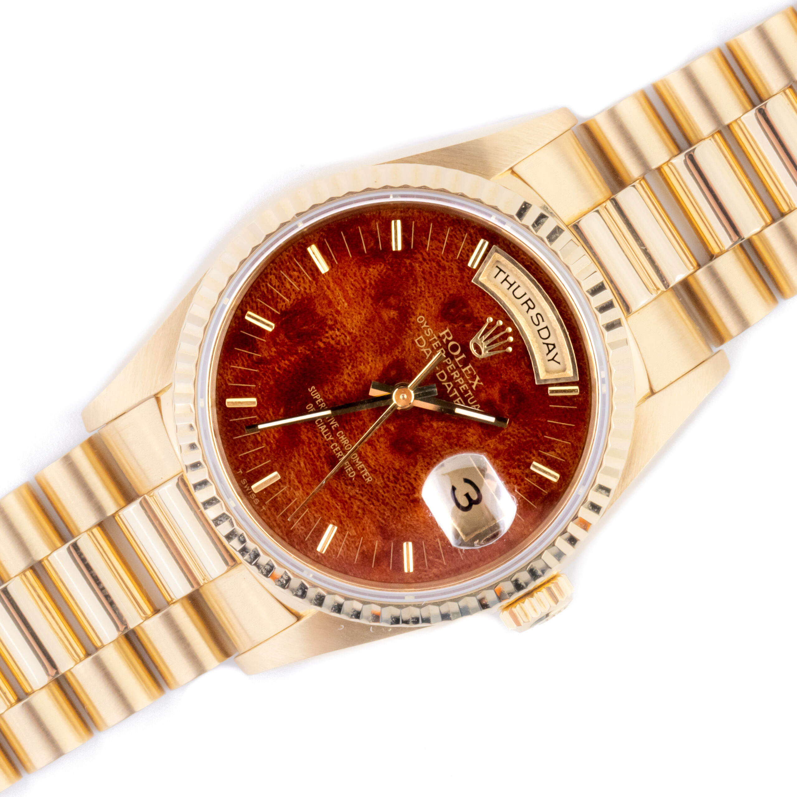 Rolex Day-Date 18238 Wood Dial 1989 (Volledige Set) 1 Rolex Day-Date 18238 Wooden Dial