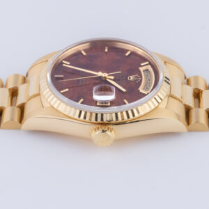 Rolex Day-Date 18238 Wood Dial 1989 (Volledige Set) 12 Rolex Day-Date 18238 Wooden Dial