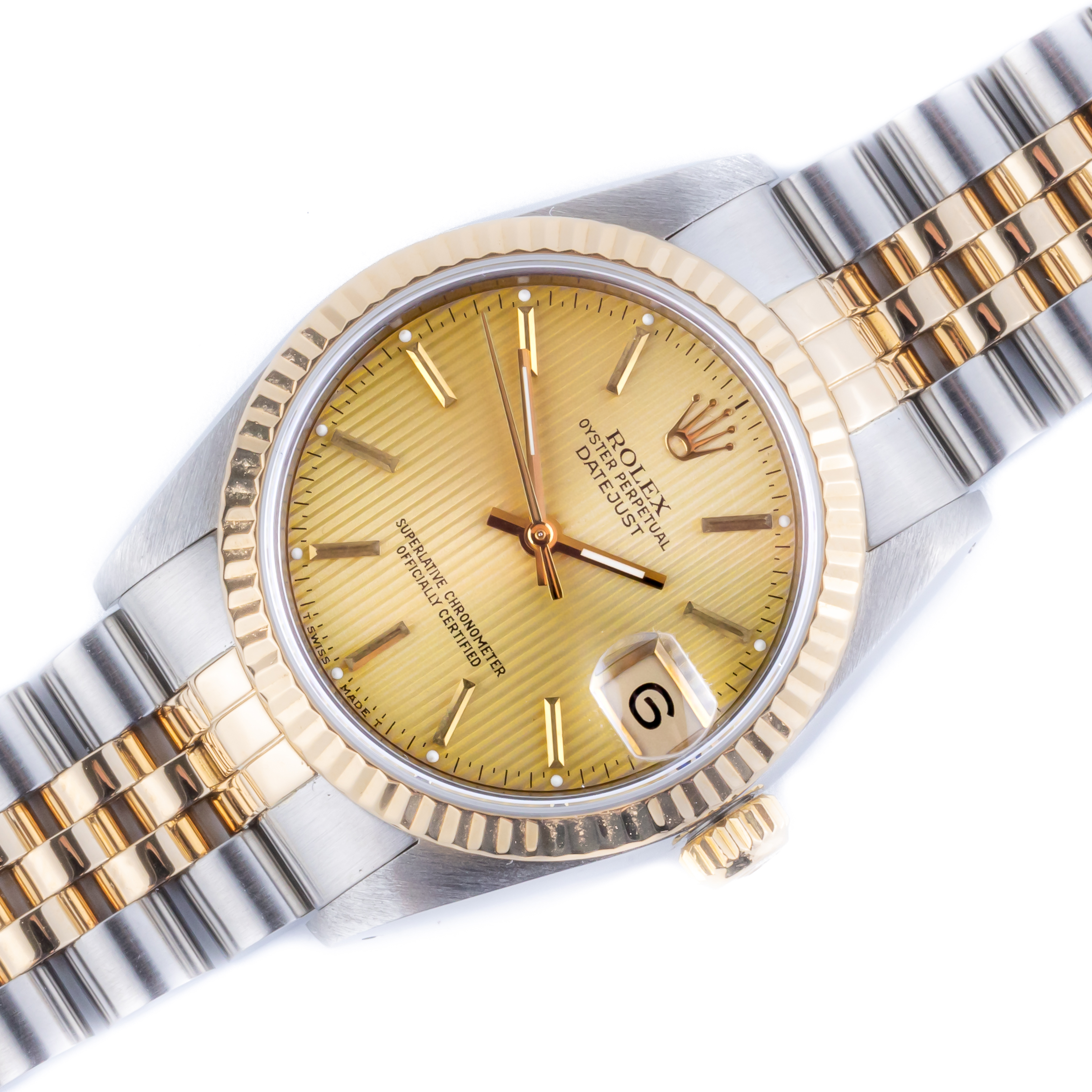 Rolex Oyster Perpetual Datejust Mid-Size Champagne Tapestry 68273 1989 (Vollständiger Satz) 1 Rolex Datejust 68273