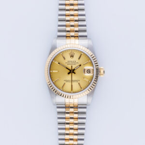 Rolex Oyster Perpetual Datejust Mid-Size Champagne Tapestry 68273 1989 (Vollständiger Satz) 10 3F2A2012 1CG 3M Langedyk Vintage Watches