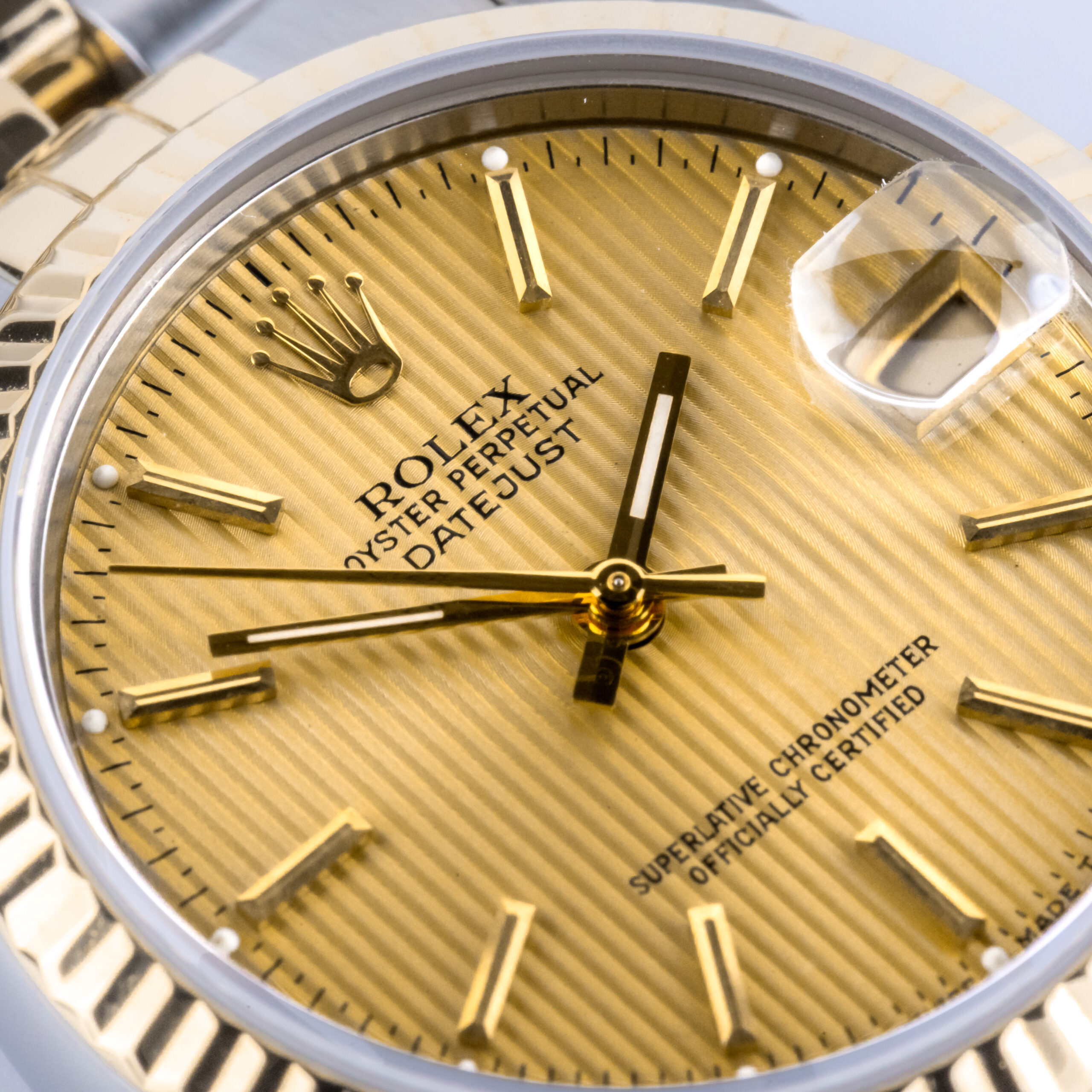 Rolex Oyster Perpetual Datejust Mid-Size Champagne Tapestry 68273 1989 (Vollständiger Satz) 2 Rolex Datejust 68273