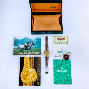 Rolex Oyster Perpetual Datejust Mid-Size Champagne Tapestry 68273 1989 (Vollständiger Satz) 15 Rolex Datejust 68273