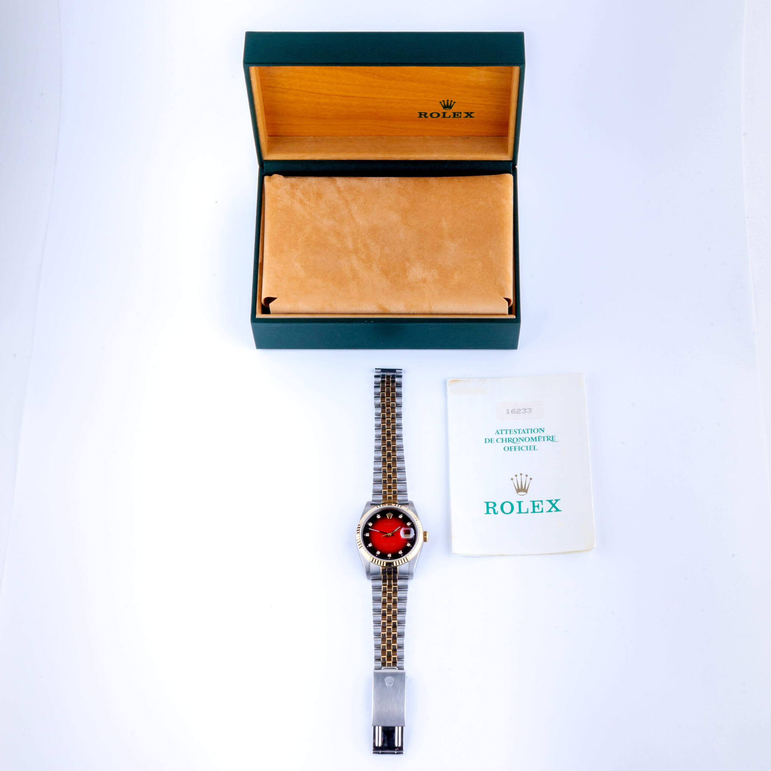 Rolex Oyster Perpetual Datejust Red Vignette Diamond 16233 1993 (Full Set) 8 Rolex Datejust 16233 Vignette