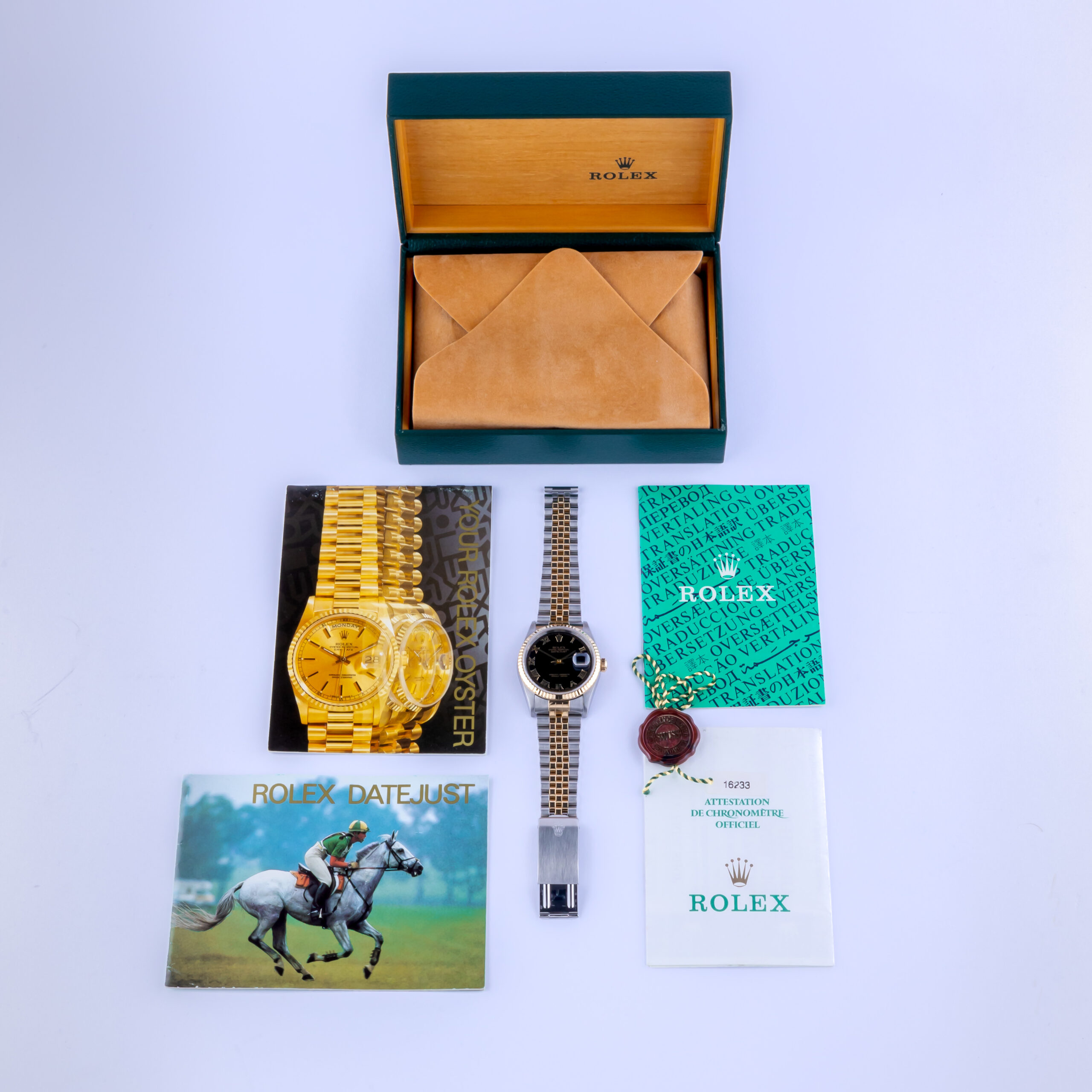 Rolex Oyster Perpetual Datejust Black Pyramid Roman 16233 1994 (Vollständiger Satz) 8 Rolex Datejust 16233