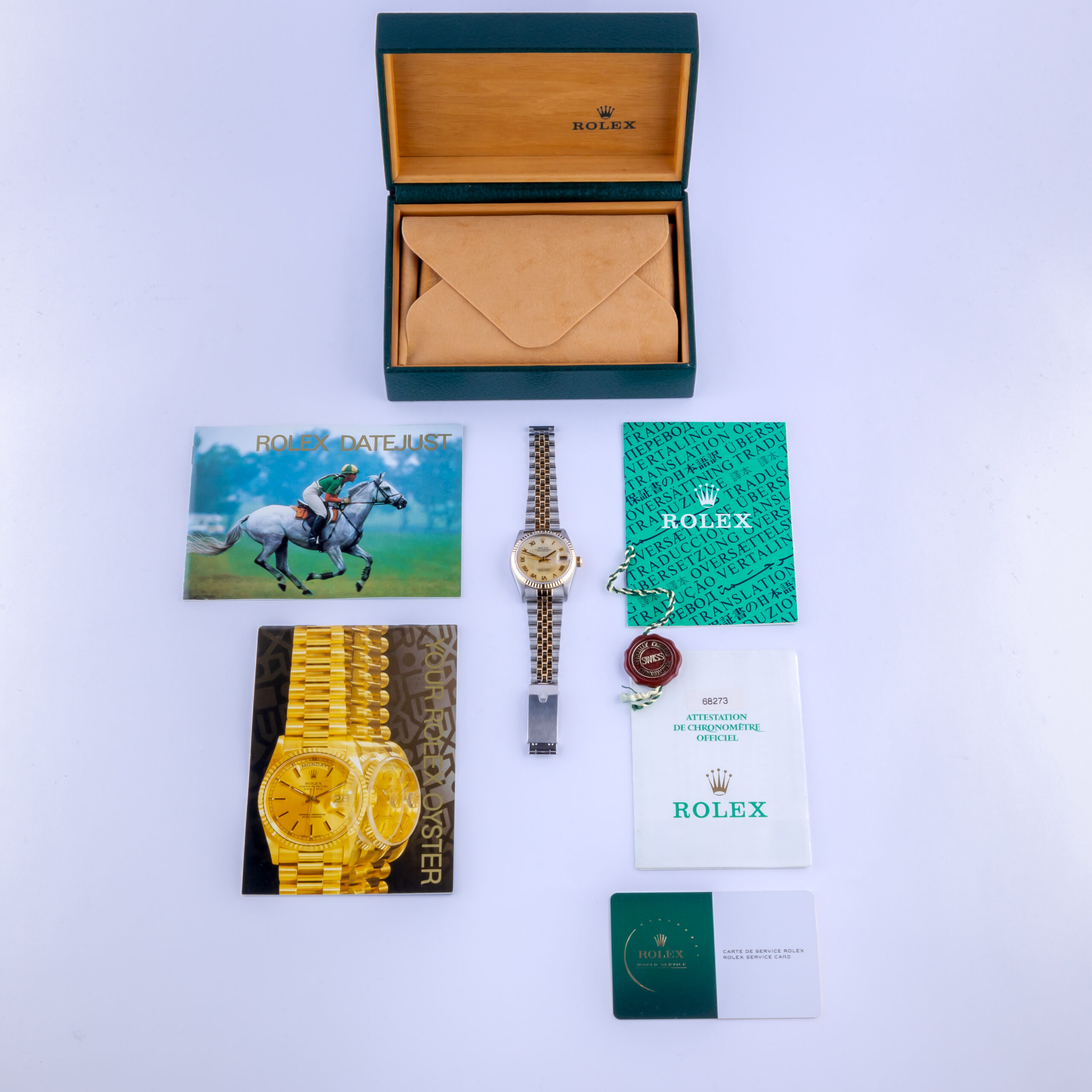 Rolex Oyster Perpetual Datejust Mid-Size MOP Roman 68273 1998 (Vollständiger Satz) 8 Rolex Lady-Datejust 68273