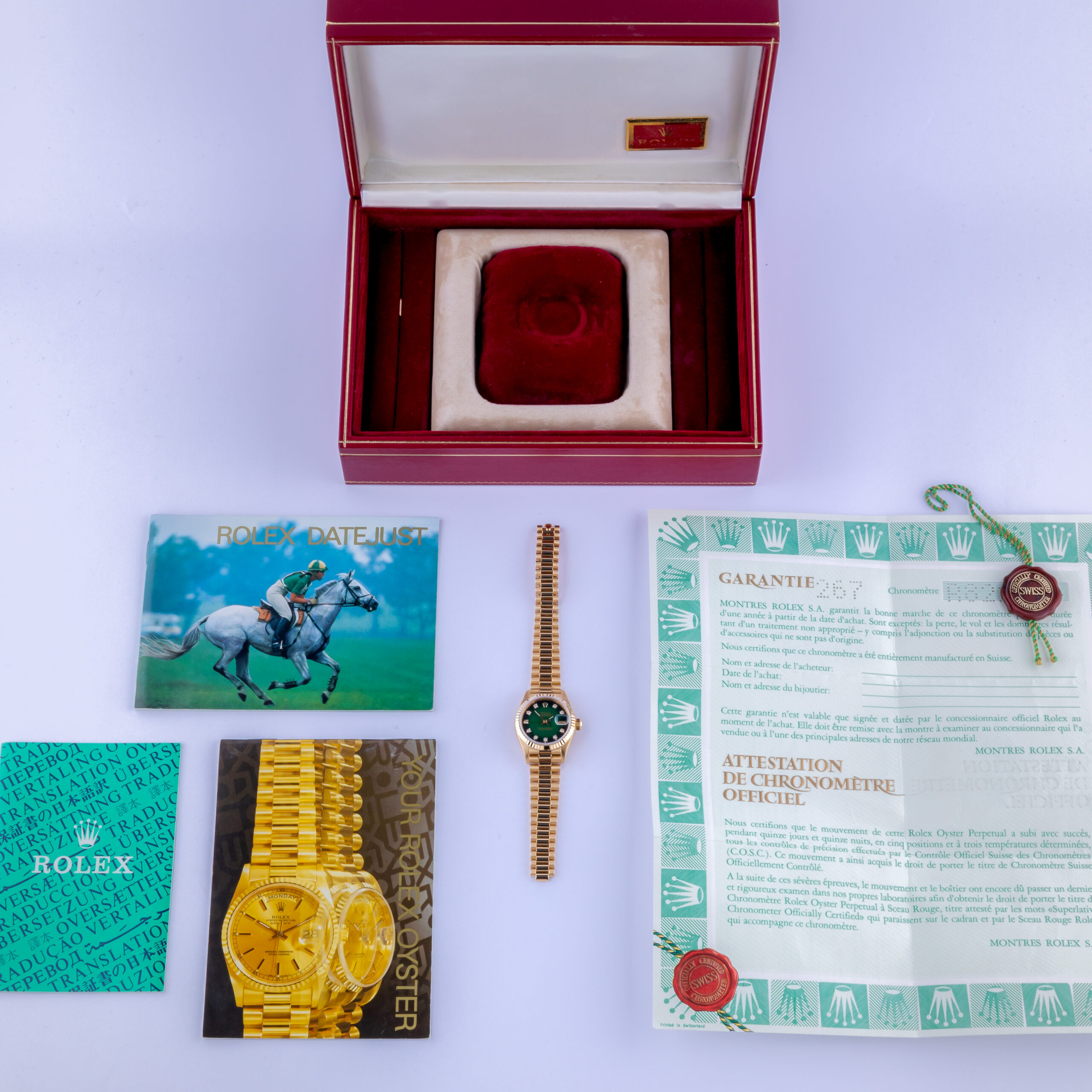 Rolex Lady-Datejust Green Vignette Diamond 69178 1988 (Full Set) 7 rolex-lady-datejust-69178-17