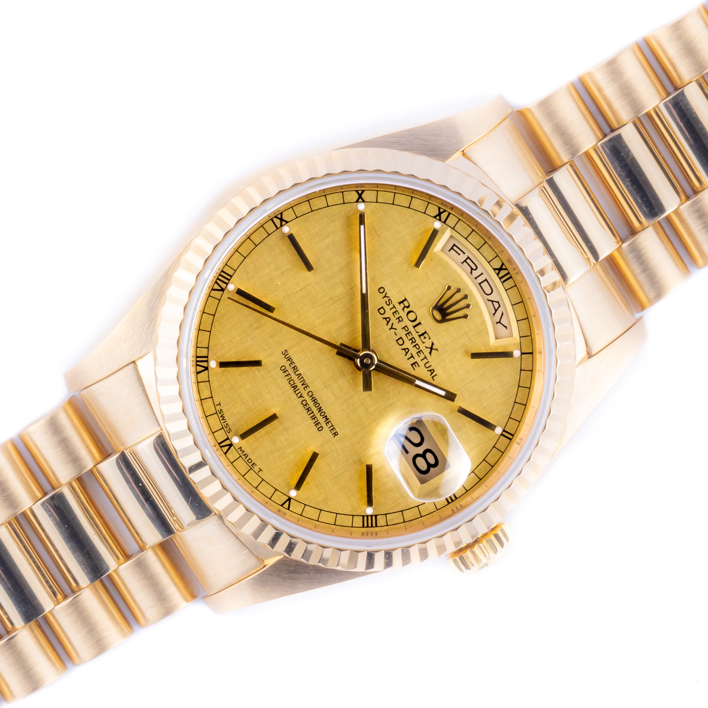 Rolex Day-Date Champagne Linen 18238 1991 (Full Set) 1 rolex-day-date-18238-23