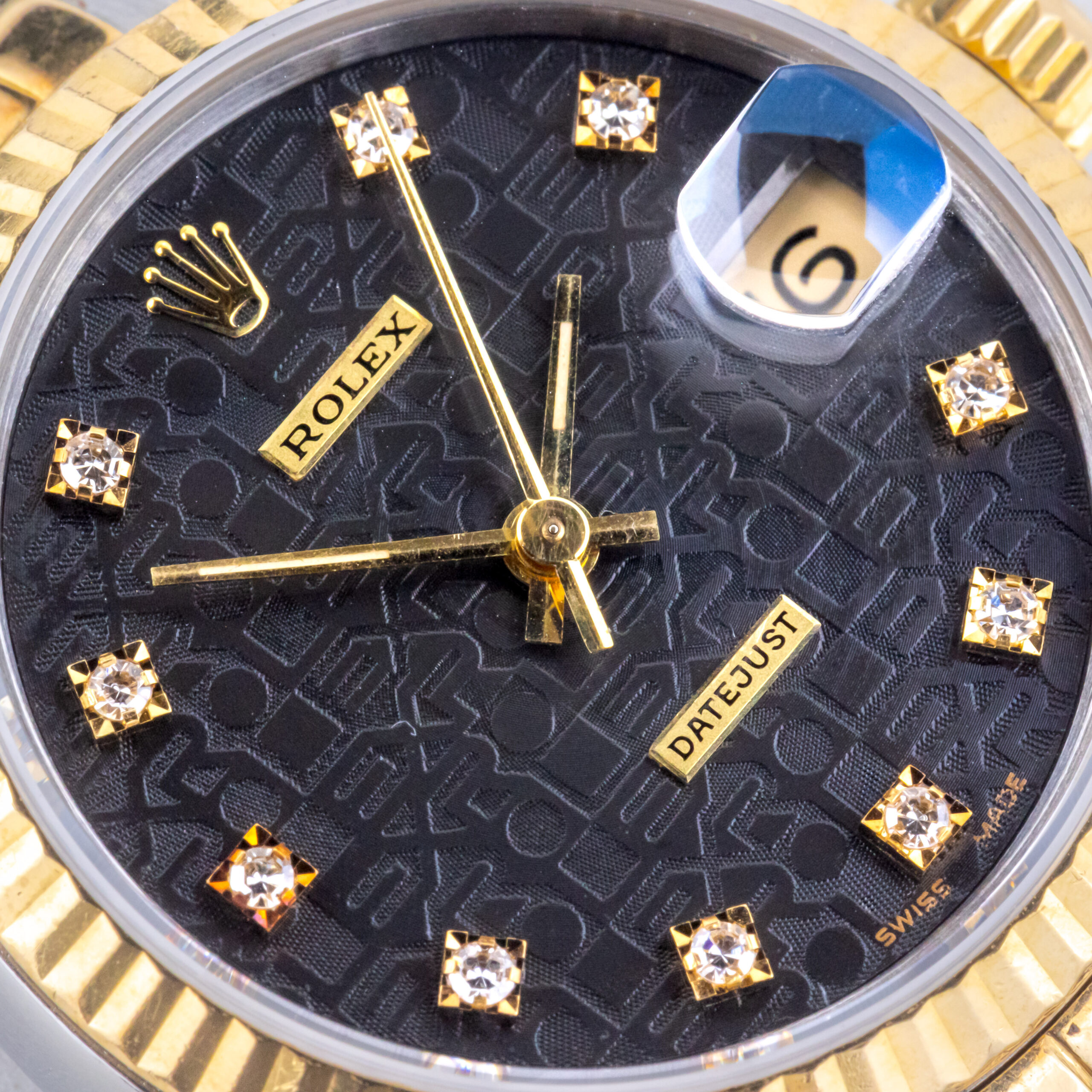 Rolex Oyster Perpetual Datejust Mid-Size Black Logo Diamond 68273 1988 (Vollständiger Satz) 2 rolex-lady-datejust-68273-3