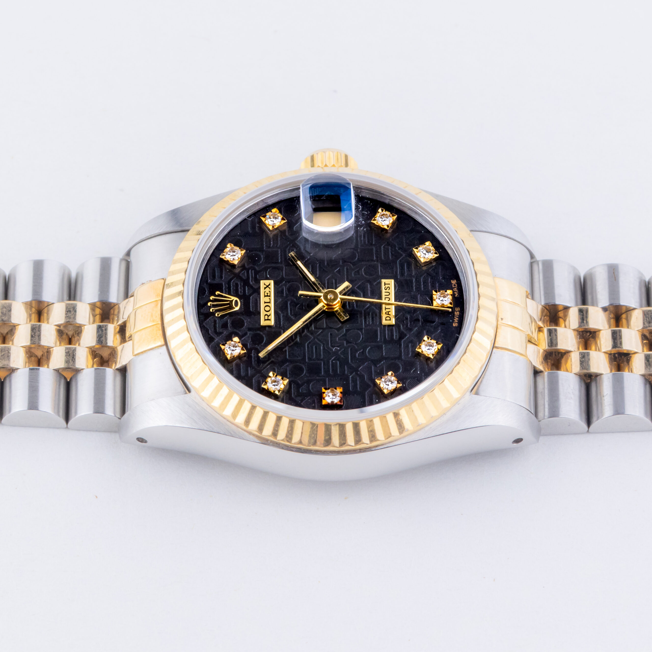 Rolex Oyster Perpetual Datejust Mid-Size Black Logo Diamond 68273 1988 (Vollständiger Satz) 6 rolex-lady-datejust-68273-3