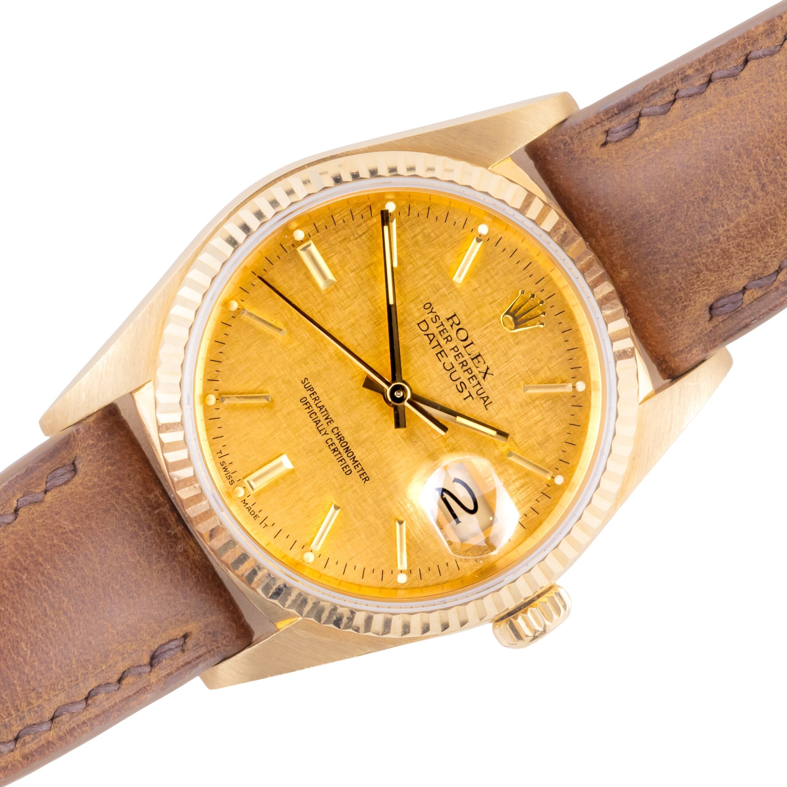 Rolex Oyster Perpetual Datejust Champagne Linen 16018 1985 (Full Set) 1 rolex-datejust-16018