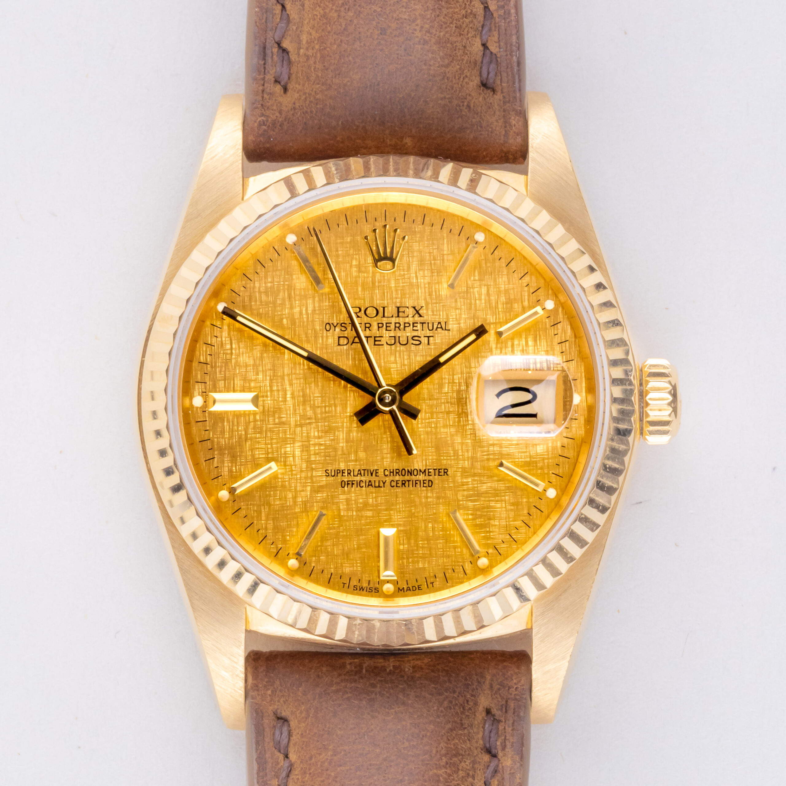 Rolex Oyster Perpetual Datejust Champagne Linen 16018 1985 (Full Set) 3 rolex-datejust-16018