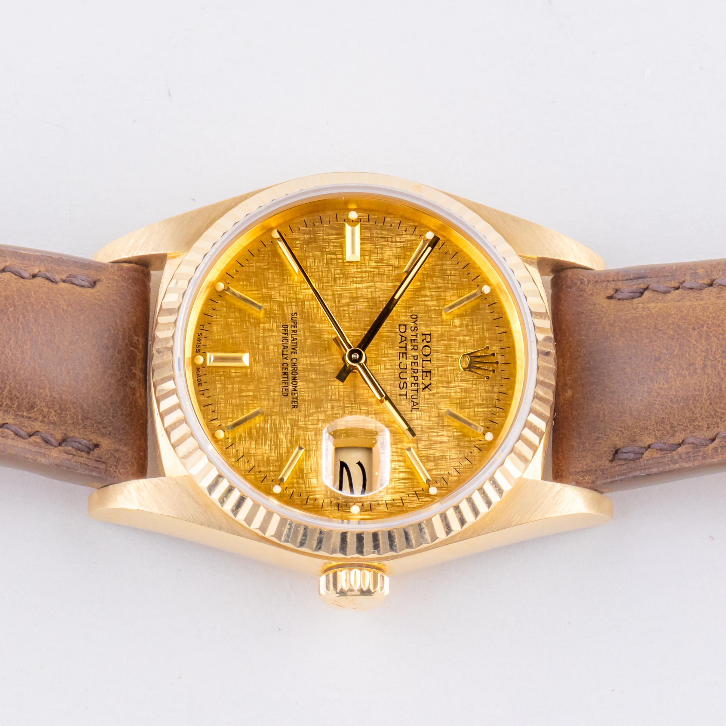 Rolex Oyster Perpetual Datejust Champagne Linen 16018 1985 (Full Set) 6 rolex-datejust-16018